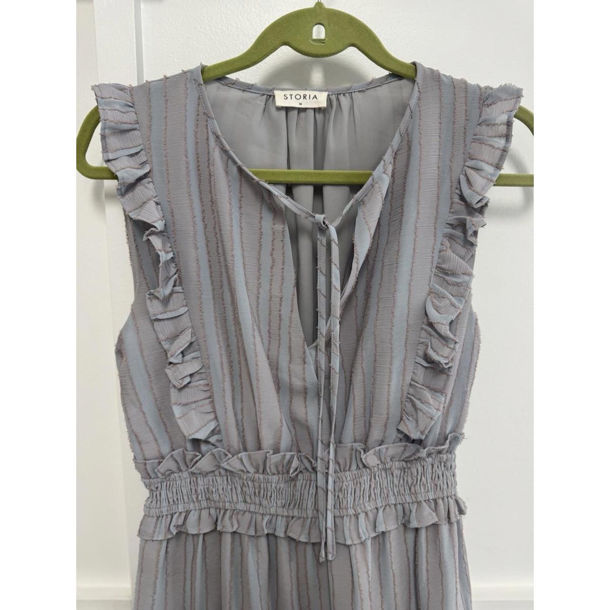 Storia Romantic Ruffle Mini Dress With Tie - Size Medium